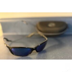 Costa Del Mar Fathom FA11 Matte Black Frame Sunglasses Blue Lenses w Case READ